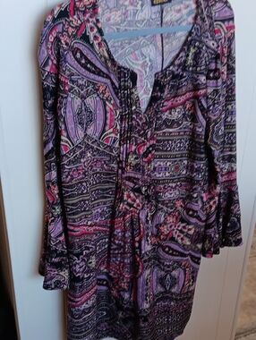 Reborn Purple Paisley Tunic with Pink & Black Pattern